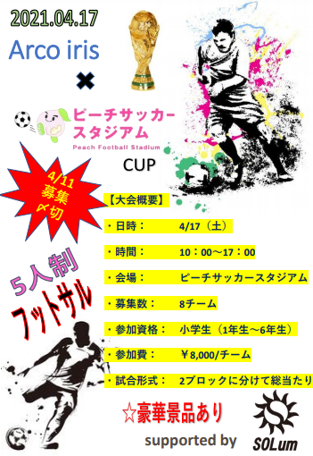 【堺市】4月17日第4回Arco Irisサッカースクールコラボイベントのお知らせ。「｜ピーチサッカースタジアム